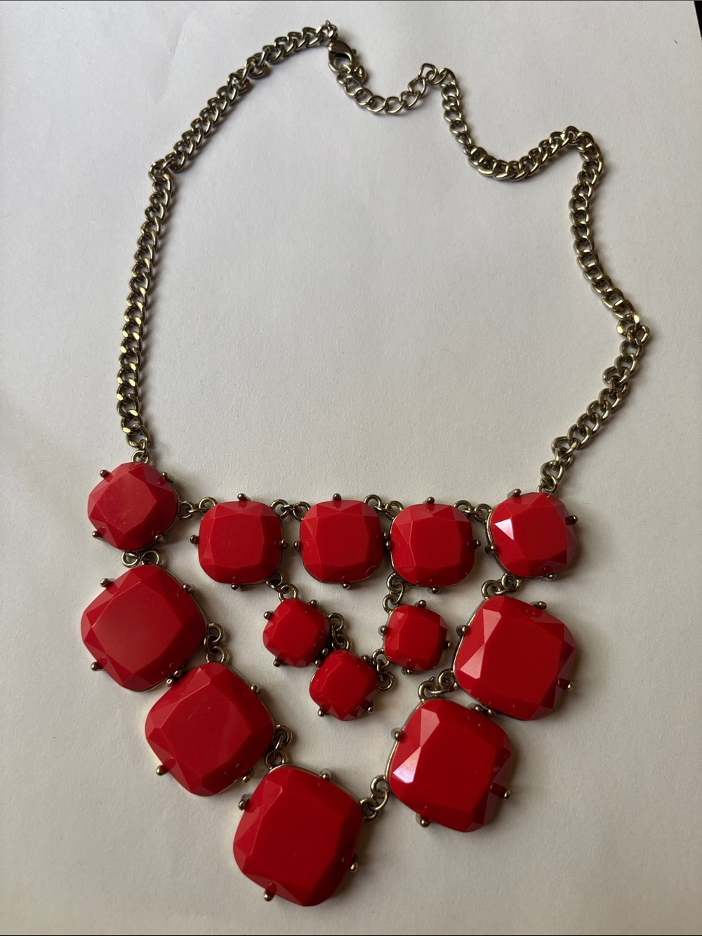 Red Statement Bib Necklace - Women Jewelry